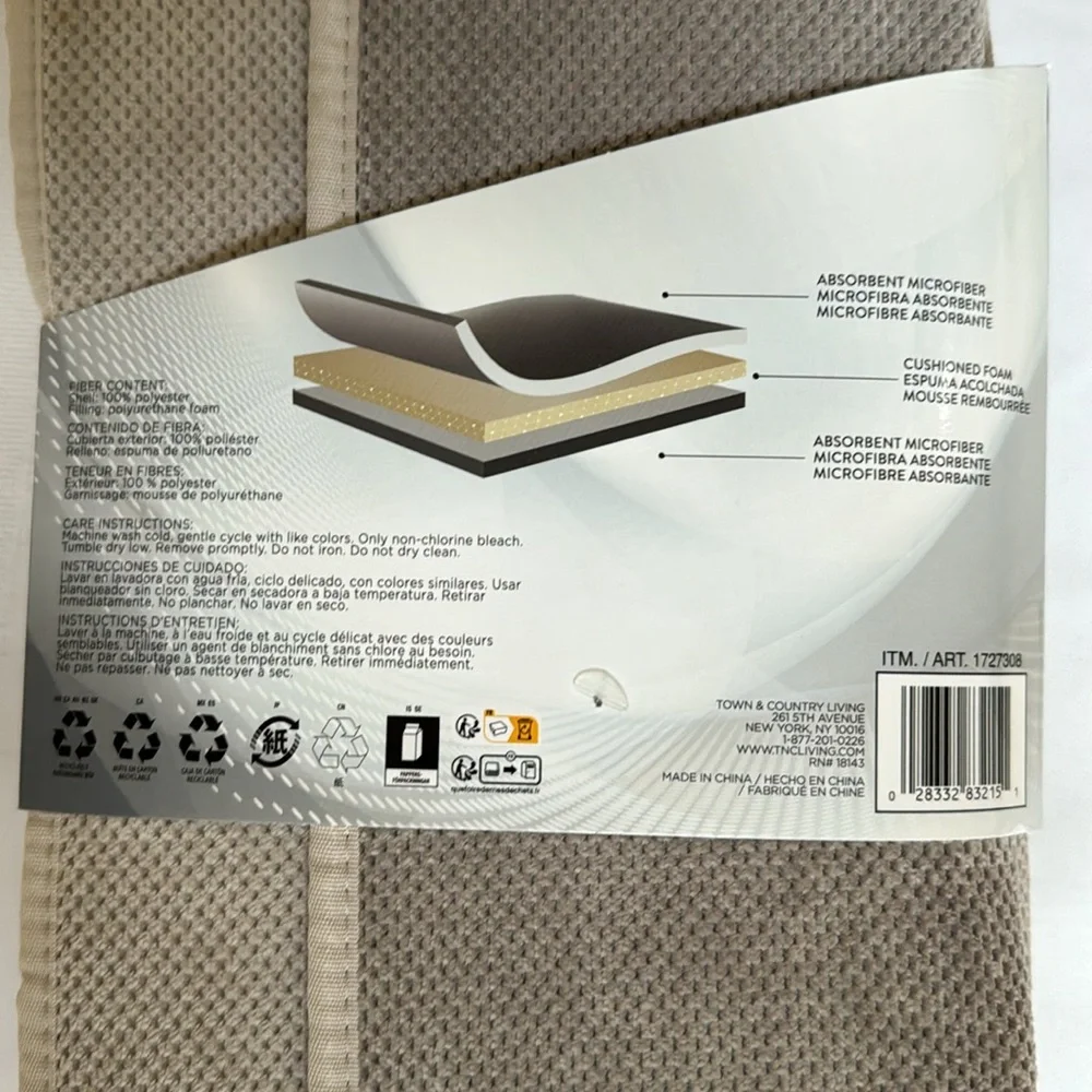 Town & Country Living Dish Drying Mat Set 3-Pack Beige Absorbent NWT